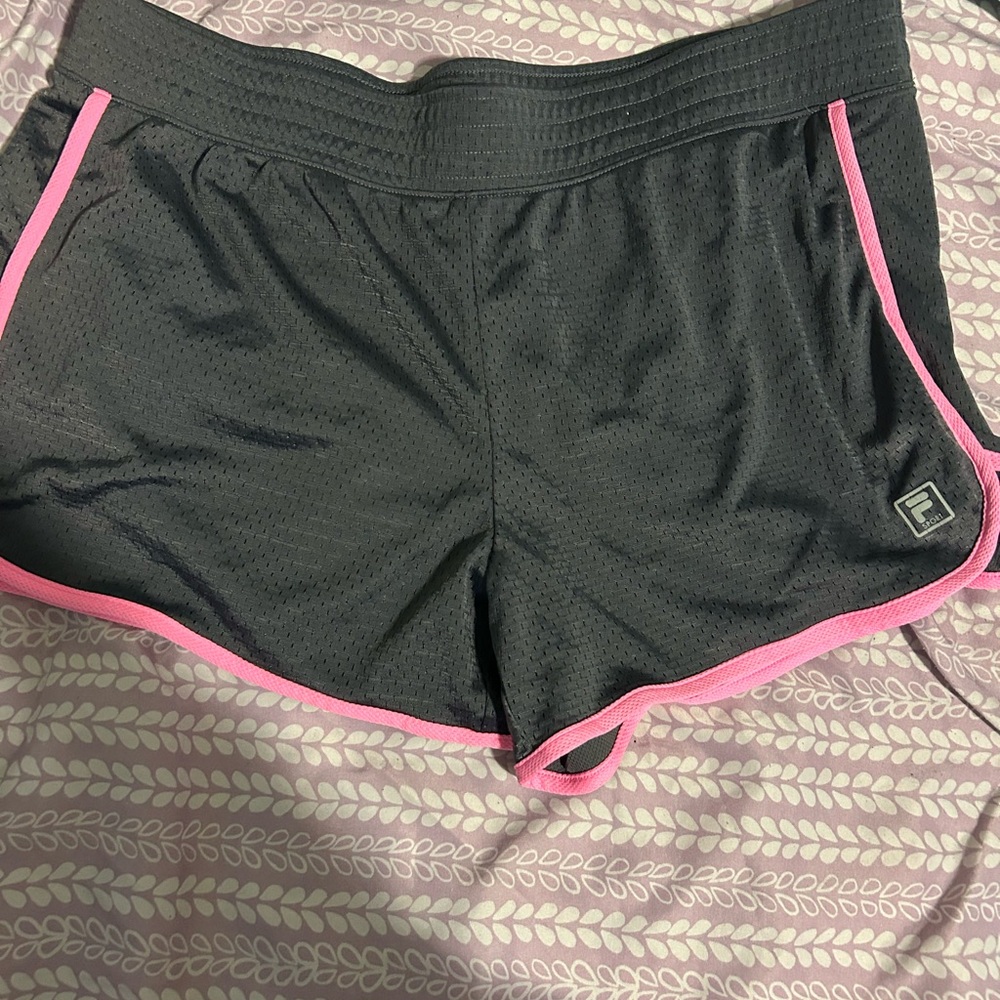 New Fila sport Gray and Pink Athletic Shorts with Elastic Waistband xl woman